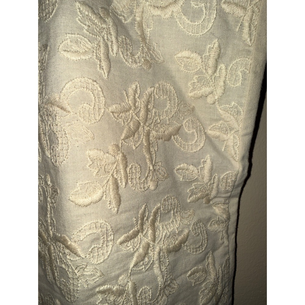Vintage Cream Cottagecor Cotton Floral Embroidered Button Front Camisole Top 14 - Picture 2 of 6